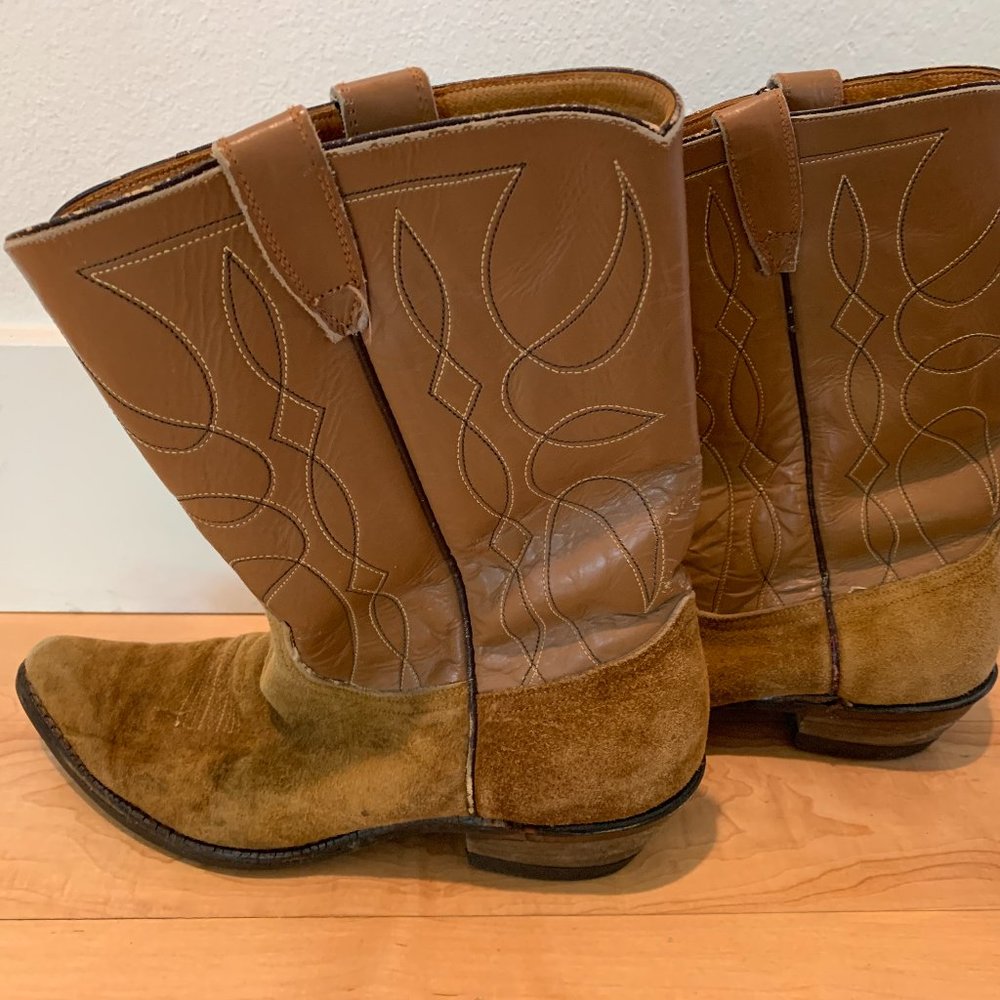 Cowboy Boots, Brown Leather Mid-Calf, 8.5